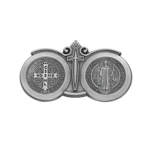 Saint Benedict Religious Metal Visor Clip