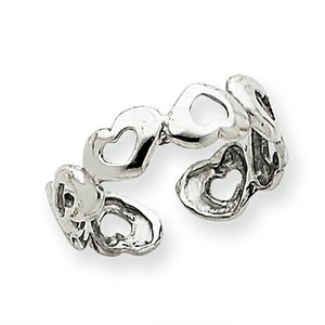 14k White Gold Heart Toe Ring