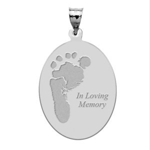 Custom Footprint Oval Charm or Pendant with Text