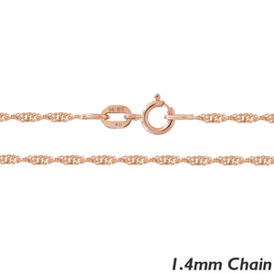 Solid 14k Rose Gold 1 4mm Singapore Chain