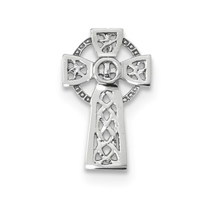 14k White Gold Polished Celtic Cross Chain Slide