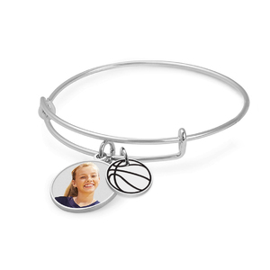 Expandable   Photo Charm Expandable Bracelet with Basketball Charm