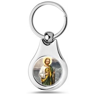 Stainless Steel Color Saint Jude Thaddeus Keychain