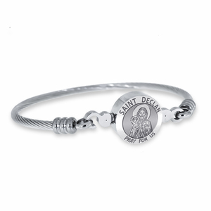 Stainless Steel Saint Declan Bangle Bracelet