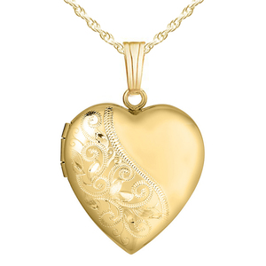 14k Gold Filled Floral Heart Photo Locket