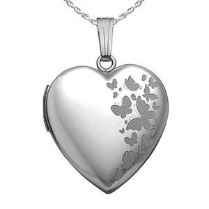 Sterling Silver Butterfly Heart Photo Locket