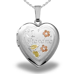 Sterling Silver Grandma Heart Photo Locket