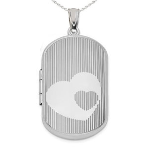 Sterling Silver Heart Swirl Dog Tag Photo Locket