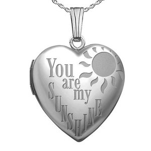 Sterling Silver   You Are My Sunshine  Heart Photo Locket