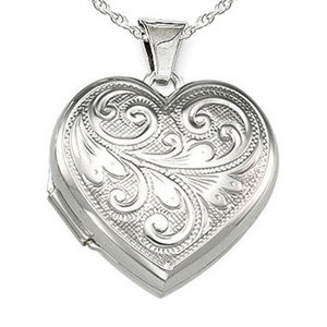 Sterling Silver Floral Heart Photo Locket