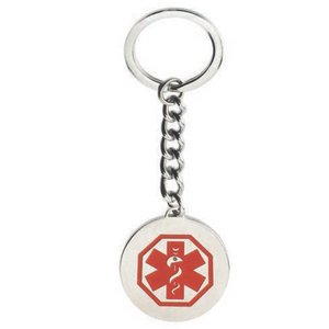 Stainless Steel Medical ID Round Keychain