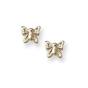 14K Yellow Gold Children s  Butterfly  Safety Back Earrings