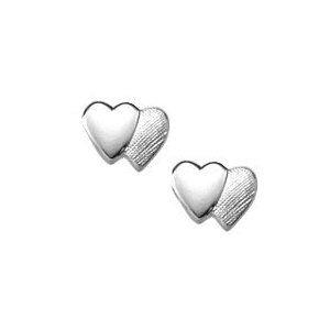 Sterling Silver Children s  Double Heart  Post Earrings