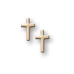 14K Yellow Gold Children s   Cross  Post Earrings