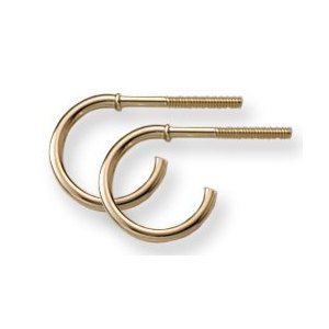 14K Yellow Gold Children s  Safety Back Hoop  Earrings