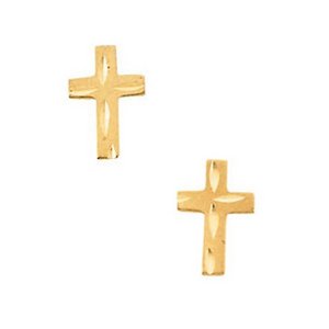 14K Yellow Gold Children s Diamond Cut Earring