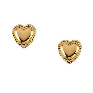 14K Yellow Gold Children Heart Earring