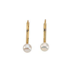 14K Yellow Gold Children s LeverBack Earring W Pearl