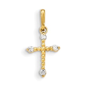 14k Yellow Gold CZ Children s Cross Pendant