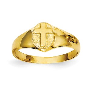 14k Yellow Gold Children s Polished Cross Ring