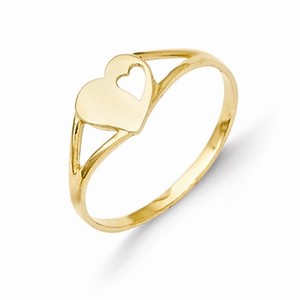 14K Diamond Cut Pierced Children s Heart Ring