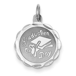 Floral Shaped Diamond Cut Graduation Pendant Charm