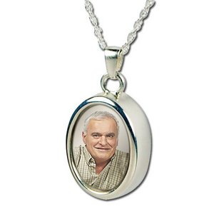 Sterling Silver Oval   Photo  Cremation Pendant