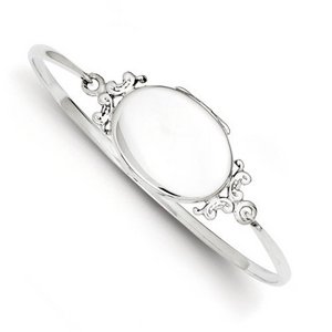 Sterling Silver Oval Locket Bangle Bracelet