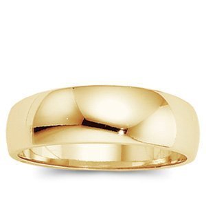 14k Yellow Gold 6mm Half Round Tapered Series Wedding Band