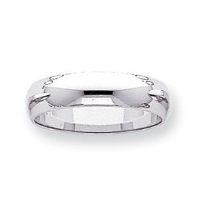 14k White Gold 5mm Half Round Wedding Band