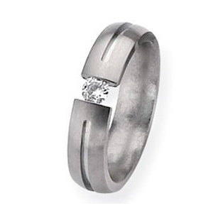 Titanium 5mm Diamond Brushed Wedding Band