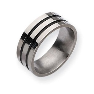 Titanium Enameled Grooved Flat 8mm Polished Wedding Band