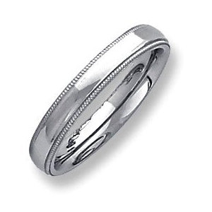 Sterling Silver 4mm Milgrain Comfort Fit  Wedding Band