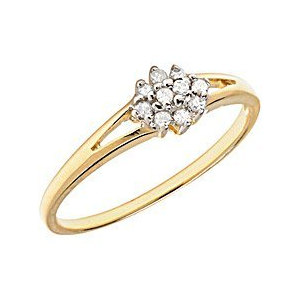 14K  Gold Diamond Cluster Promise Ring