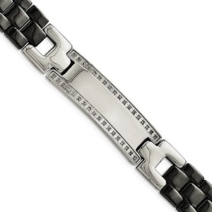 Stainless Steel Ceramic Polished 1 4ct Tw  Diamond 8 75in Bracelet