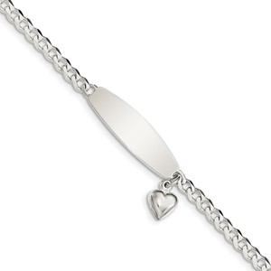 Custom Engraved Sterling Silver Women s Heart Charm ID Bracelet