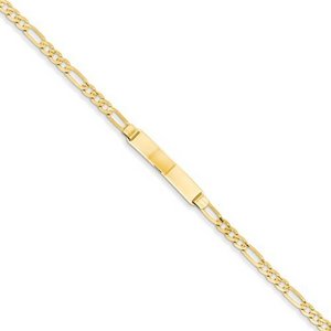 Custom Engraved 14k Gold Women s Figaro Link ID Bracelet