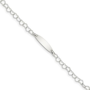 Custom Engraved Sterling Silver Children s Heart Link ID Bracelet