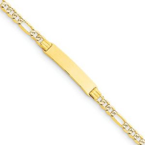 Custom Engraved 14k Gold Children s Figaro Link ID Bracelet